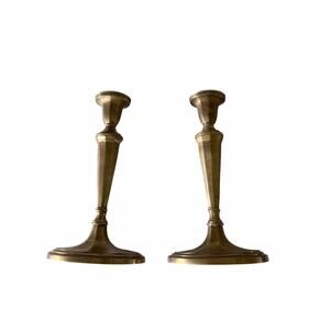 Set of 2 matching brass candlesticks bohemian vintage decor whimsical retro